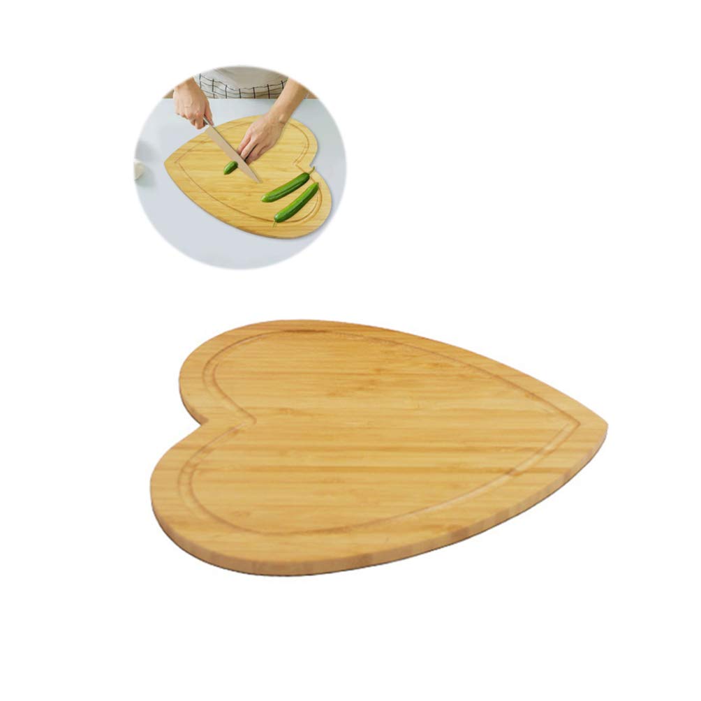 Heart- Shaped Bamboo Cutting Board, Double Sides Heart