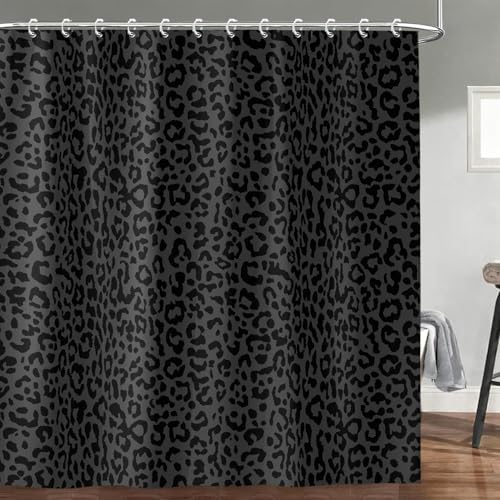 Aeivice Leopard Shower Curtain Black Cheetah Print Shower Curtains Set Vintage Animal Patterned Polyester Fabric Shower Curtains for Bathroom with Hooks 72X72IN