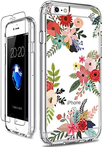 GiiKa for iPhone 6 6s Case with Screen Protector, Clear Heavy Duty Protective Case Floral Girls Women Shockproof Hard PC Back Case with Slim TPU Bumper Cover Phone Case for iPhone 6s, Flowers