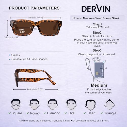 Image of Dervin UV Protection Polarized Rectangular Sunglasses for Men and Women