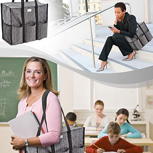 Pursetti Zip-Top Organizing Utility Tote Bag with Multiple Exterior & Interior Pockets for Working Women, Nurses, Teachers and Soccer Moms (Herringbone)
