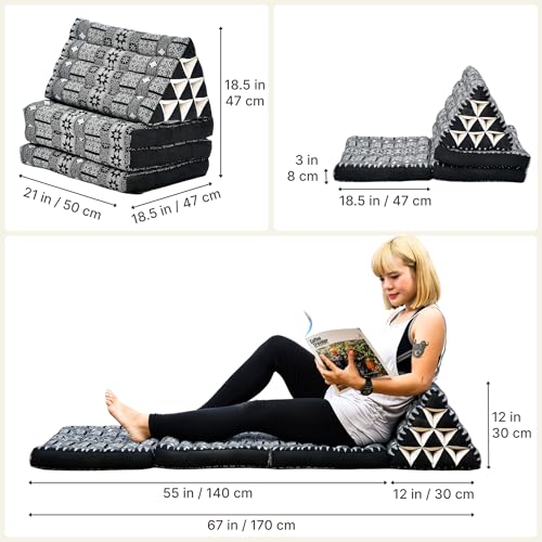 Image of Leewadee Thai Foldable Floor Mat 67 x 21 inches Kapok with Backrest