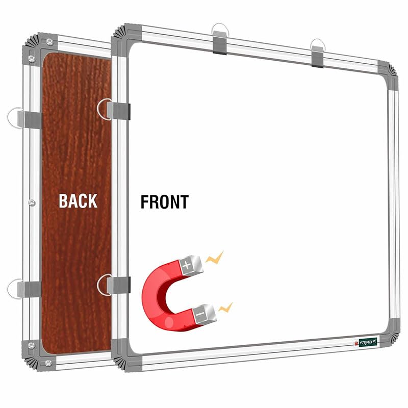Image of Ceramic Steel (Magnetic) White Board for Kids, Home & Kitchen with Heavy-Duty Aluminium Frame, Scratch-Proof & Corrosion-Proof Surface Whiteboard, Size - 4x4 Feet