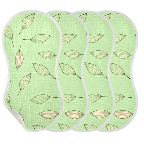 2 Pack Baby Burp Cloths, Soft Absorbent Burping Cloths for Babies, Cotton Milk Spit Up Rags, Large Size for Newborns, Baby Boys and Girls (Minimalist Leaf Lines)3