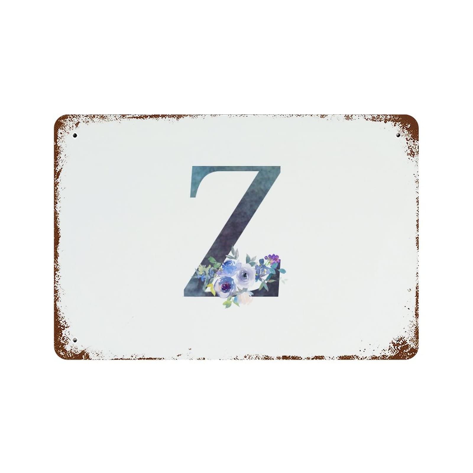 Monogramme floral lettre Z déco murale verte pour dortoir