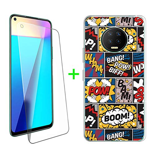 Phone Case Transparent + Tempered Glass Film for Infinix Note 7 (6.95 Inches), KJYF HD Screen Protector + Cover TPU Transparent Case Friendly Protective for Infinix Note 7 - Dream catching