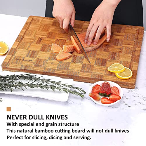 Mccook Mc65 German Stainless Steel Kitchen Knives Block Set With Pull-Away Steak Block And Built-In Knife Sharpener + Mcw12 Bamboo Cutting Board (Large, 17”X12”X1”) #TOP7