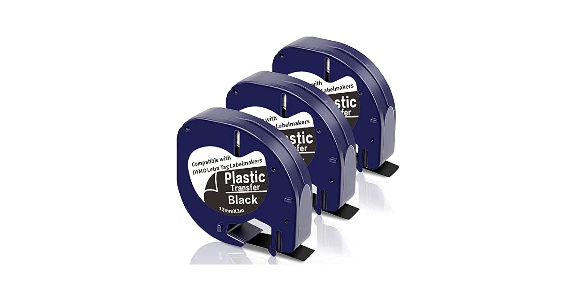 ぽん①。850(М)×8.使い捨てテープタイプ Amazon.com: 3 X White on Black Plastic Label Tape