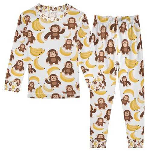 senya Orangutan Banana Pajamas Set Long Sleeve Soft Cotton Sleepwear 2 Piece