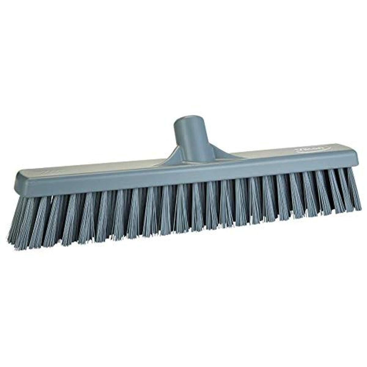 Vikan 317488 - Escoba de Empuje combinada de 16 Pulgadas, Suave/rígida, Color Gris