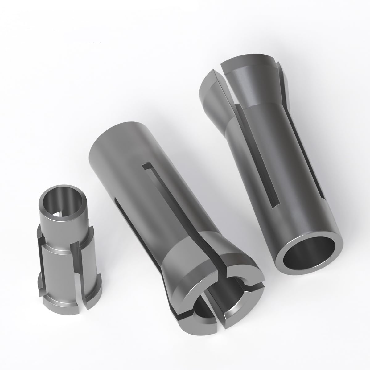 3 Collet Set for Straight Grinder - 3.175mm, 6mm, 6.35mm Chucks & Nut, High Strength Spring Steel
