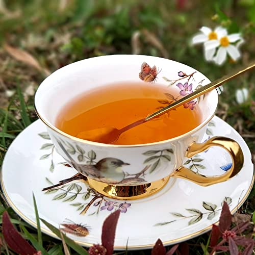Pfedxoon Bone China Tea Cup With Saucer Spoon 3 Piece Set（7Oz） Cappuccino Cups, Coffee Cups, Tea Cup Set, British Coffee Cups, Porcelain Tea Set, Latte Cups, Mother's Day Gift #TOP2