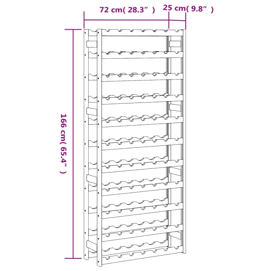 Weinregal für 77 Flaschen aus massiver Kiefer braun, Flaschenregal mit 11 Ablagen, Wellenform für Lagerung und Aufbewahrung in Küche, Esszimmer, Keller, Speisekammer oder Hausbar