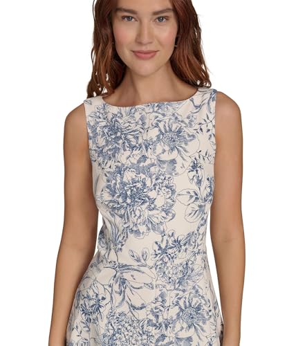 Image of Tommy Hilfiger Women's Sleeveless Boat Neck Fit & Flare Midi Dress