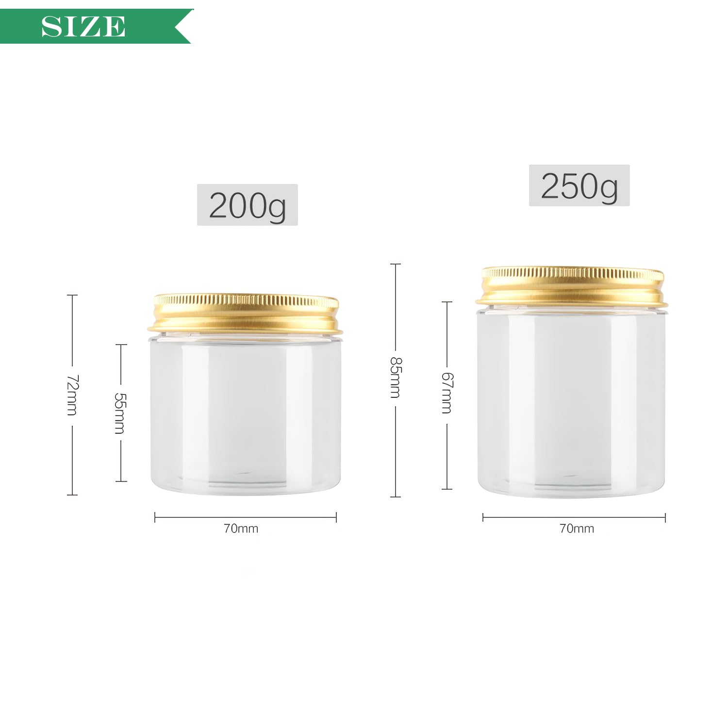 Mustertopf,Kosmetiktopf, 24 leere Kosmetikdosen aus Kunststoff mit goldenen Schraubdeckeln for Kosmetik, Reisen, selbstgemachte Cremes, Gele, Lippenbalsam, Salben, Aufbewahrungsbehälter + 24 x Spatel(