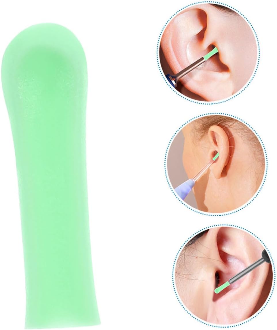 12pcs Silicone Ear Spoon Sleeves for Ear Wax Removal Reusable and Easy to Clean Cleaner Accessories Compatible Wax Remover Tools Green