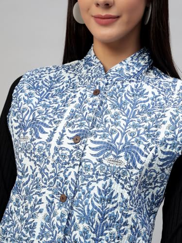 Image of Ravaiyaa - Attitude is everything Women's Floral Printed Reversible Quilted Jacket Coat Blazer Jacket Sleeve Less Waistcoat