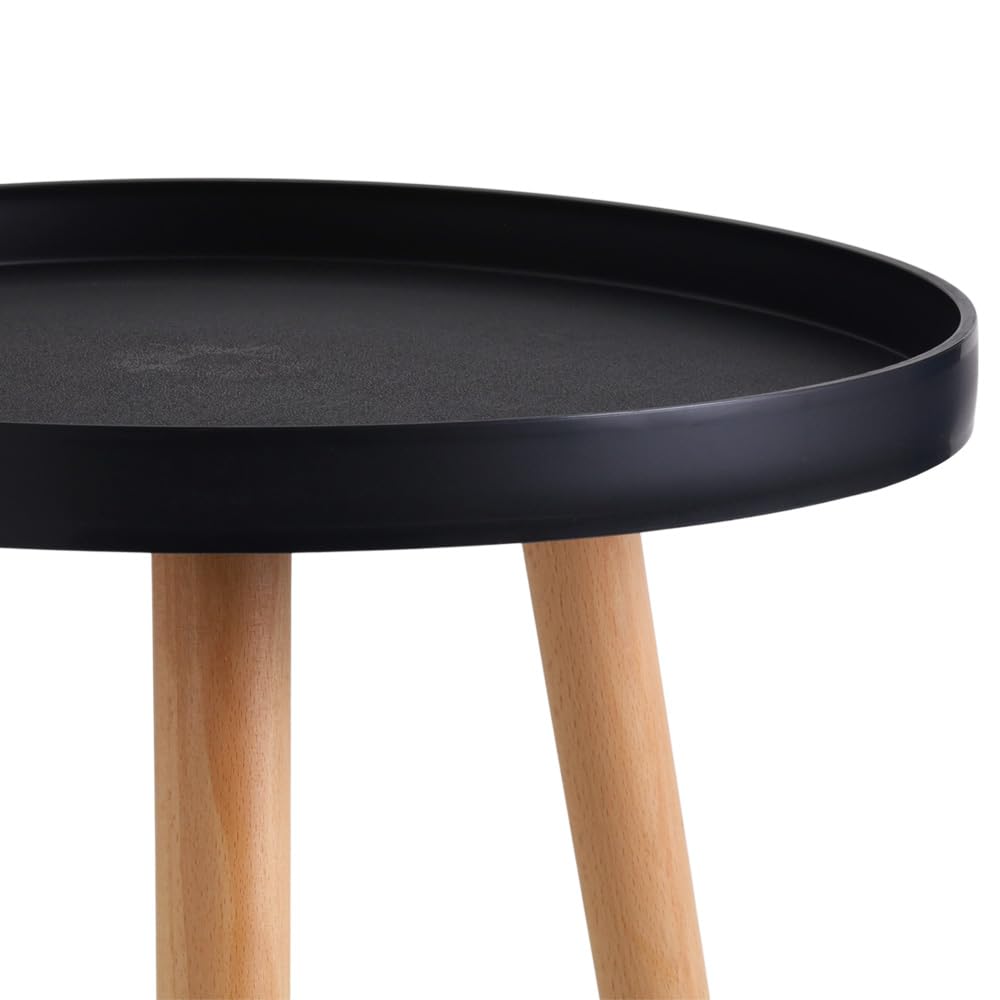 Amazon | seathestars サイドテーブル 丸 おしゃれ スリム 黒 ベッド