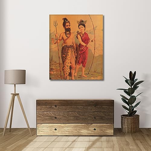 Image of Sikhash Raja Ravi Varma Canvas Painting Classic Art, Indian Art, Famous Artist, Wall Painting for Living Room, Bedroom, Office, Unframed, Multicolor Fabric Size - 12x10 inches (30x25 cms, Kirat Billi)