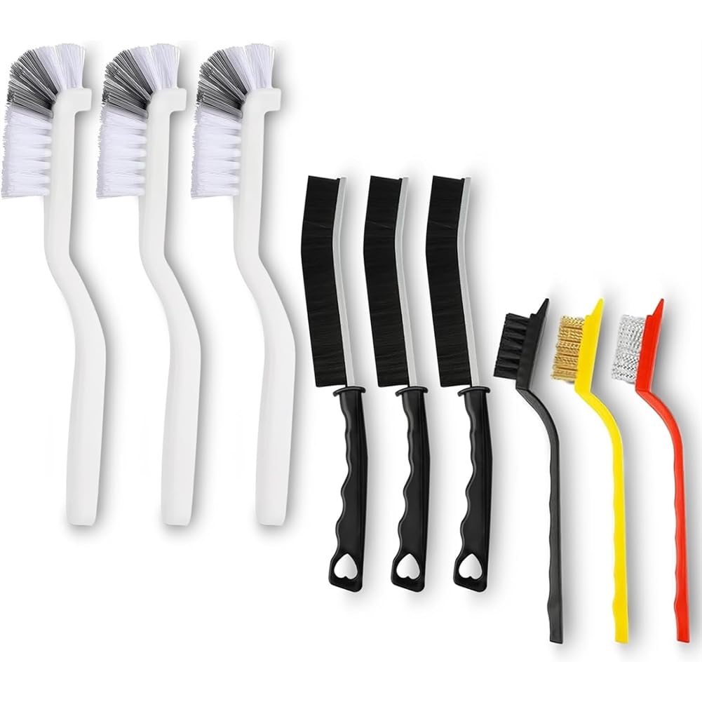 IJSDNVJNDX Kitchen, Bathroom, Grout, Sink Bottle Cleaning Brush Set- Hard Bristle Detail 9-Pack Crevice Cleaner for Deep Scrubbing