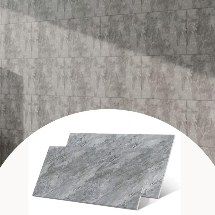 Kit 10 Placas Autocolantes Mármore Adesivo Vinílico 3D Cinza Escu...