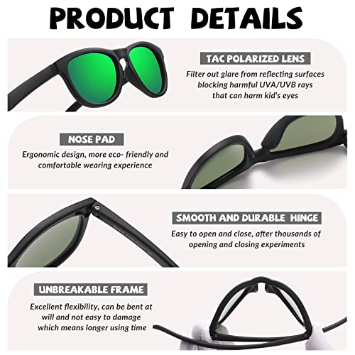 DUCO Toddler Sunglasses for Boys Girls Age 3-5 Polarized Kids Sun Glasses with Strap and UV400 Lens DK0314