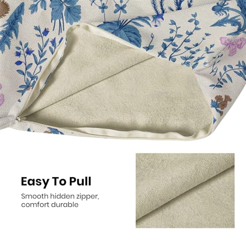 Image of AEIOAE Summer Pillow Covers 16x16 Inch Set of 2,Blue Wild Flower Plant Throw Pillows Case,Seasonal Floral Outdoor Decorative Square Linen Farmhouse Decor Cushion Covers for Home Sofa Bed Couch