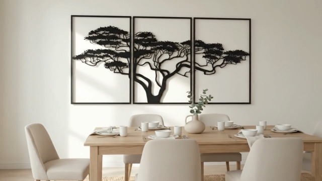 Arbre de Vie triptyque Décoration Murale en Métal 130 x 60 cm - Dekory