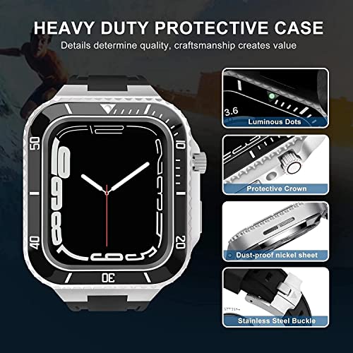 Kit boîtier de modification Apple Watch S8 7 45mm avec bracelet silicone