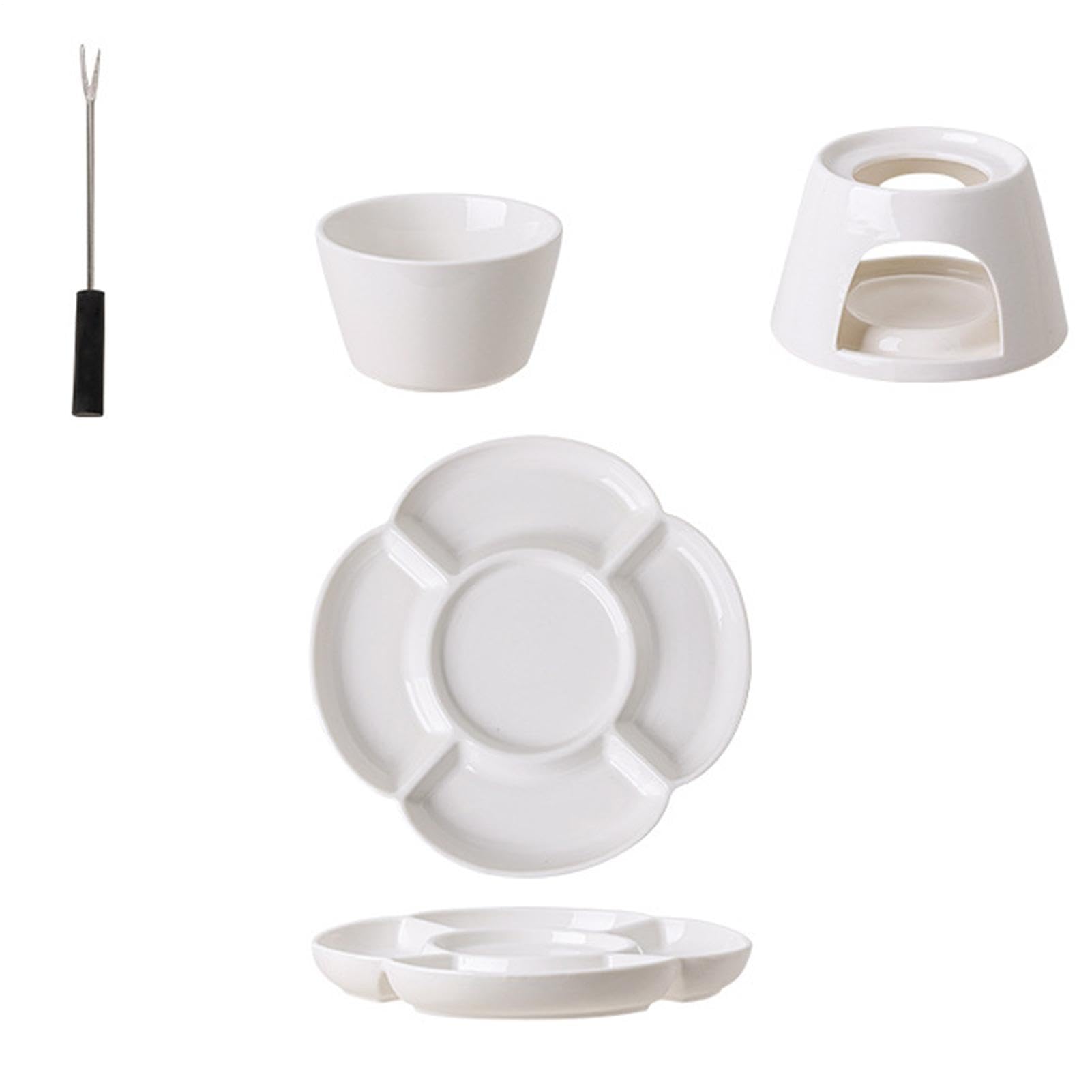 Set Per Fonduta Pentola Ceramica, Riscaldamento Candela, Forchette Fonduta,