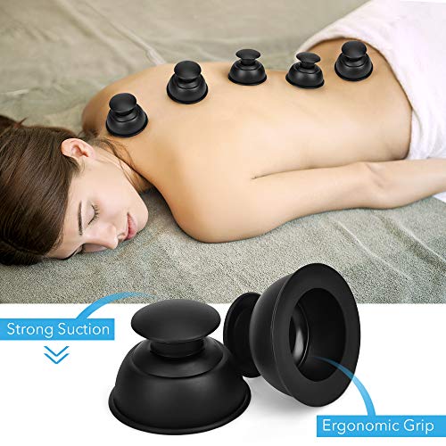 Hydream Silikon Schröpfen Cups, Anti Cellulite Massage Cups Cupping Set Therapie Set Vacuum Tassen Schröpfgläser Body Saugnäpfe Vakuum Massagegerät für Anti Aging, Muskel Entspannung (12PCS/Schwarz) - Image 4