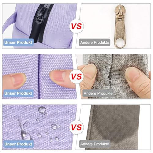 Image of Fmeida Purple Pencil Case, Spacious Pencil Bag with Waterproof Zipper, Portable Pencil Cases with Carrying Handle, Practical Pencil Pouch Bag Pen Holder Stationery Organizer