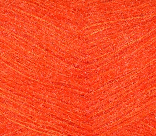 Image of M.G ENTERPRISE Knitting Wool Yarn, Soft Fancy Feather Wool Deep Orange 400 GMS Best Used with Knitting Needles, Soft Fancy Wool-IF Art-AFBJ