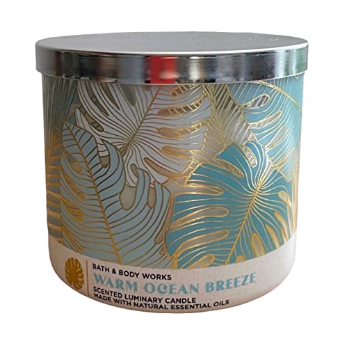 Bath & Body Works, White Barn 3-Wick Candle w/Essential Oils - 14.5 oz - 2022 Early Summer Scents! (Warm Ocean Breeze)