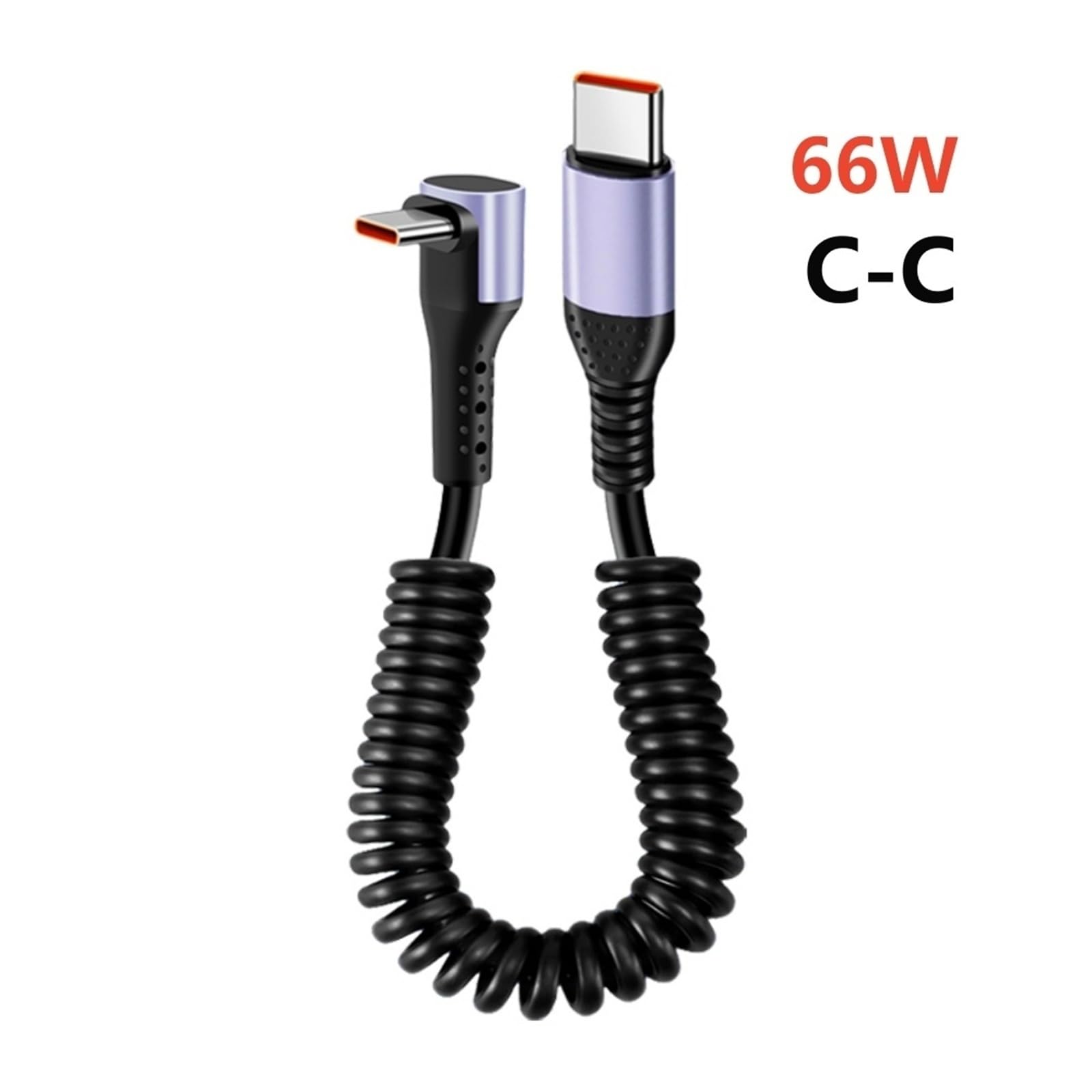 Cable USB C codo de coche 6A 66W carga rápida tipo C para iPhone y Samsung | Codo C a C