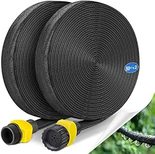 Winisok Flat Garden Soaker Hose 100FT(50Ft x 2Pack), Heavy Duty Double Layer Drip Hose - Save70% Water Flexible Watering Hose for Lawn, Garden Beds