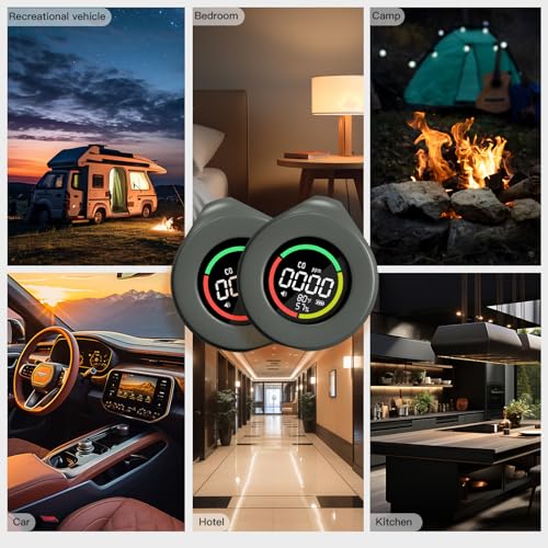 Image of MOES CO Detector, Portable Mini Carbon Monoxide Alarm with LCD Screen, 3 in 1 Measures Carbon Monoxide, Temperature & Air Humidity, For Home, Campervan, Car, Gas Rooms, Boats, RVs (Grey)