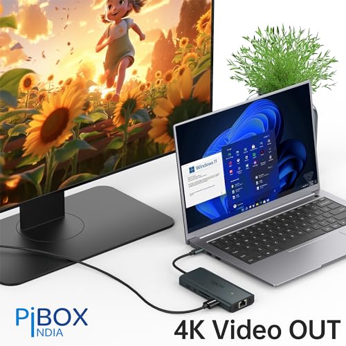 Image of PiBOX India, USB C Hub Dock- 9 in 1 Aluminum Type C Adapter with 4K HDMI Hub, Ethernet 1000mbps RJ45, 3 USB 3.0, USB-C Power Delivery, 3.5mm Audio only, TF /SD Card Reader, MacBook USB C Devices - 2024