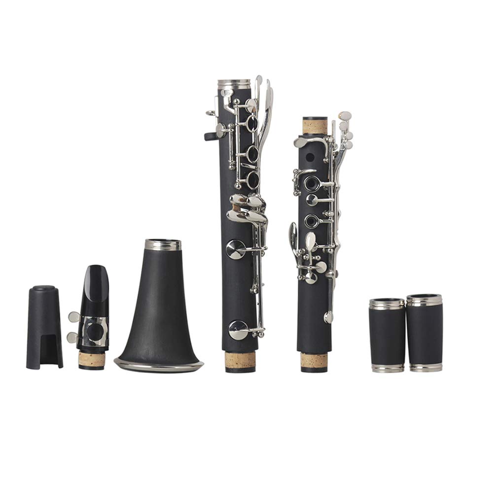 Clarinetto in Si Bemolle, Bachelite Nera, Tasti Argentati, Strumento a Fiato per Principianti e professionisti.