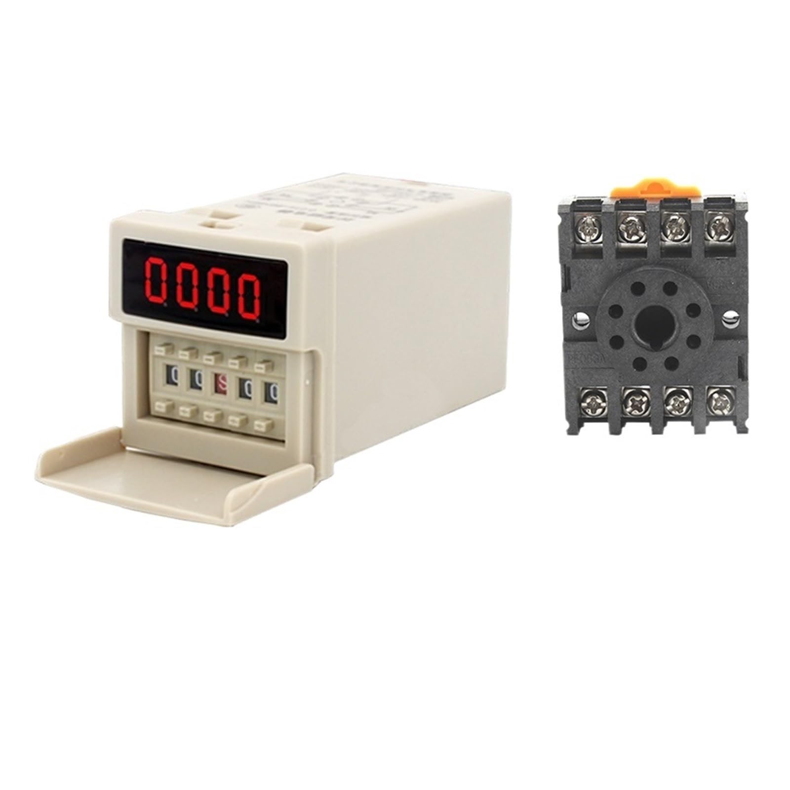 DH48S-2Z Digital L/E/D Interruptor de relé Temporizador programable 0,01 S-99H99M Temporizador de retardo con Base AC/DC 12V 24V 36V 110V 220V 380V(DC24V)