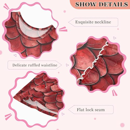 ALAZA Red Dragon Scale Animal Girls Dress Sleeveless Dresses Toddler Casual Dress Summer Sundress 2-8 Years3