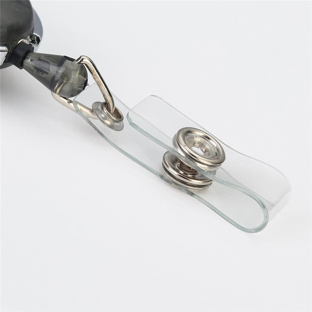 50 Stück einziehbarer Ausweishalter mit Spule, Clip, Schlüsselanhänger, Anti-Verlust-Clip Schlüsselanhänger, 68,9 cm erweiterte Reichweite, transparent schwarz