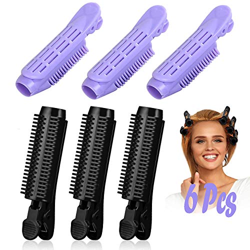 Volumizing Hair Root Clip, Hair Clips Volume, Natural Fluffy Hair Clip Hair, Hair Root Clip Self Grip Root Volume Hair Curler Clip Naturally Fluffy Curly Hair Styling Tool Rollers 6Pack Black +Purple