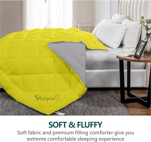 Image of 600 GSM Heavy Winter Single Bed Comforter | Microfiber, Breathable, Reversible,Soft, Lightweight & Machine Washable Comforter for Single Bed 60x90 Inch - SilverYellow