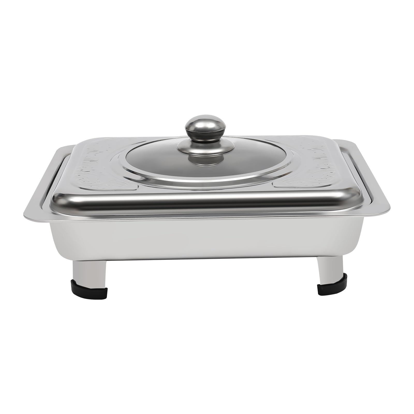 Petite plaque de cuisson - En acier inoxydable - Avec couvercle à charnière - Chauffe-buffet portable - Pour hôtel et restaurant - Réchaud de camping, restauration et maison