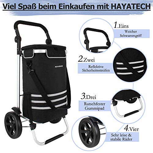 Alaskaprint Einkaufstrolley 35L, Einkaufsroller mit Kühlfach klappbarer Einkaufswagen abnehmbare Tasche Handwagen mit… – Bild 3