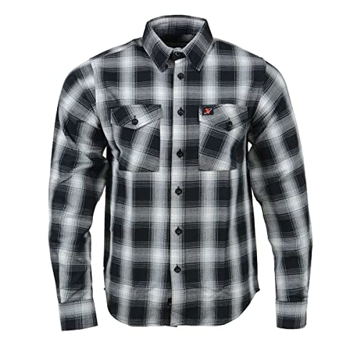 Milwaukee Leather MNG11654 Men's Black and White Long Sleeve Cotton Flannel Shirt3