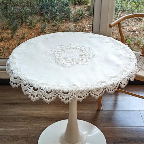 URROMA Napperon Rond élégant en Dentelle Jacquard Blanche, Nappe Isolante pour décoration de...