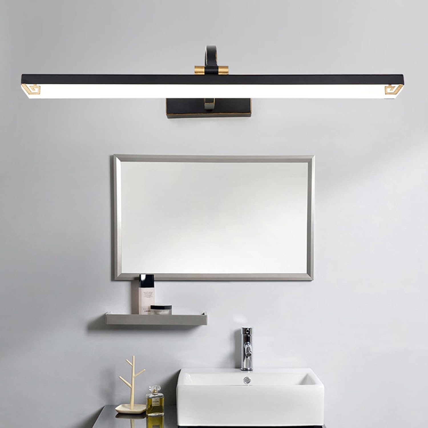 Mirror Light Mirror Front Lights Black European Style Bathroom Vanity Waterproof Dressing Table Makeup Energy-Saving Lamp Mirror Lamp,Ceiling Chandelier (Warm Light 71Cm)/Neutral Light/71Cm