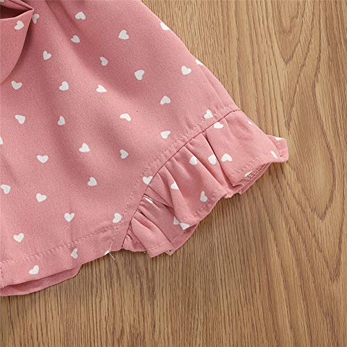 Rtnnsbbfcm Toddler Baby Girl Valentine\'s Day Romper Bodysuit Heart Print Sleeveless Strap Ruffle Jumpsuit Outfit (A Pink, 4-5T) - Thumbnail 3
